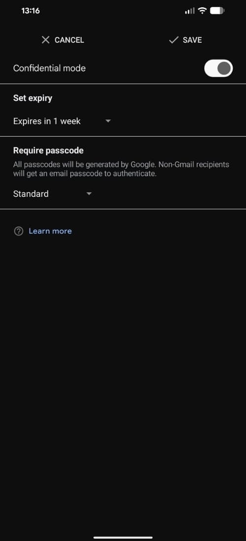 How to send encrypted filed in Gmail (mobile app) Step 3