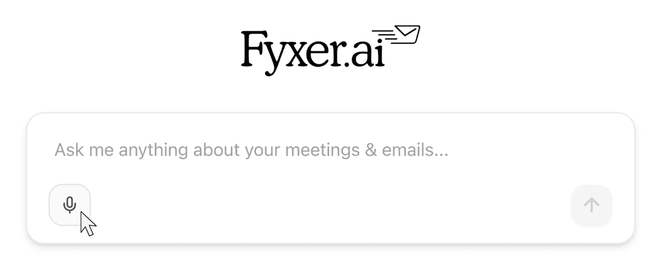 Fyxer Chat with cursor hovering over microphone symbol