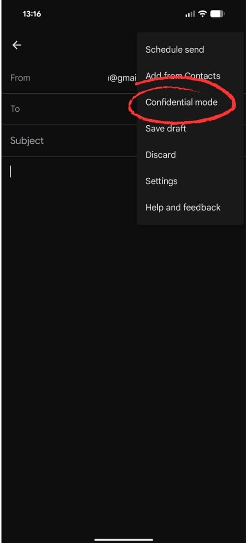 How to send encrypted filed in Gmail (mobile app) Step 2